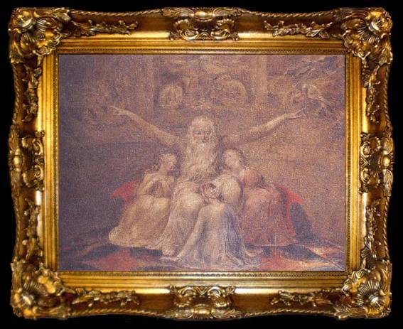 framed  William Blake Job and his dottrar, ta009-2
